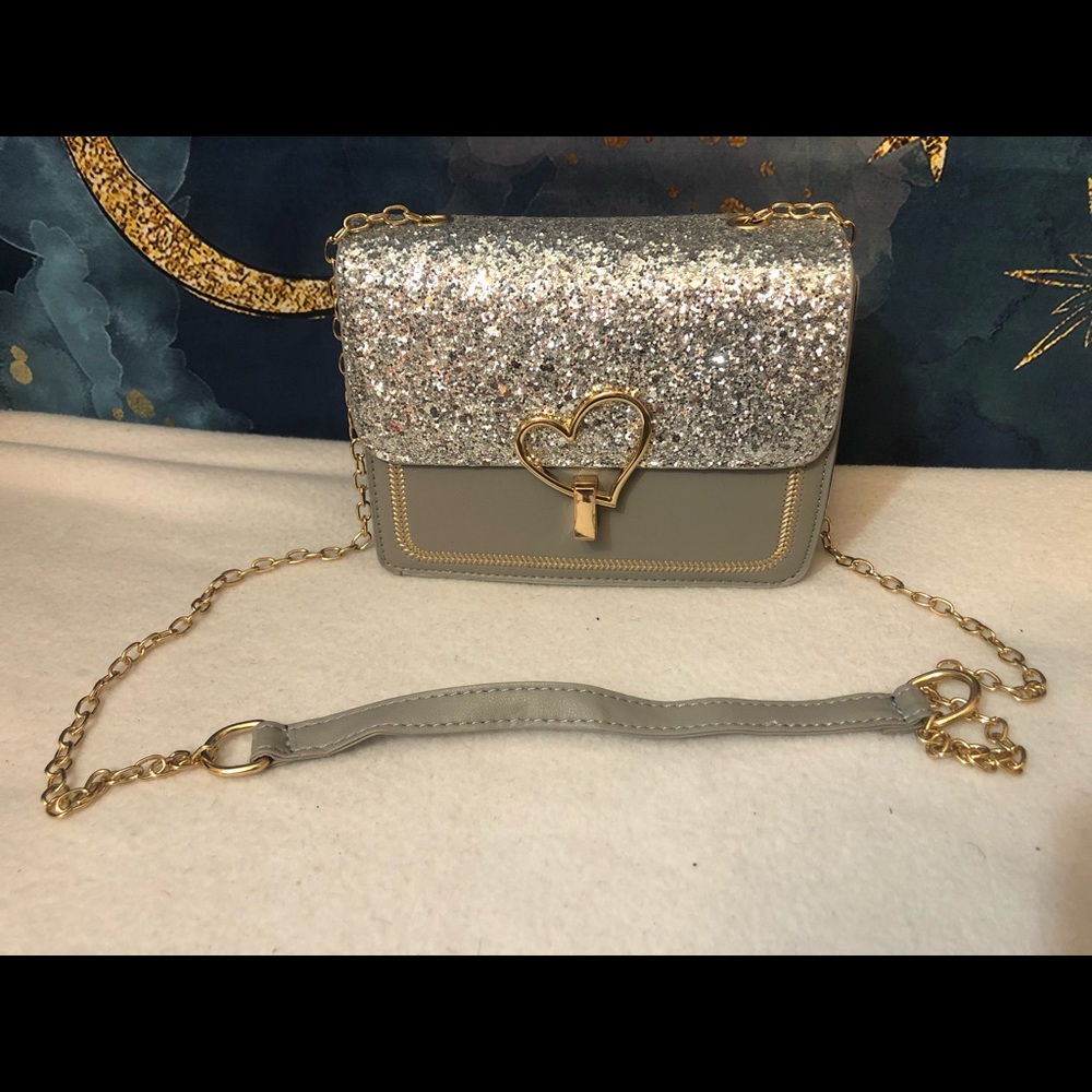 Beautiful Grey sequence mini purse